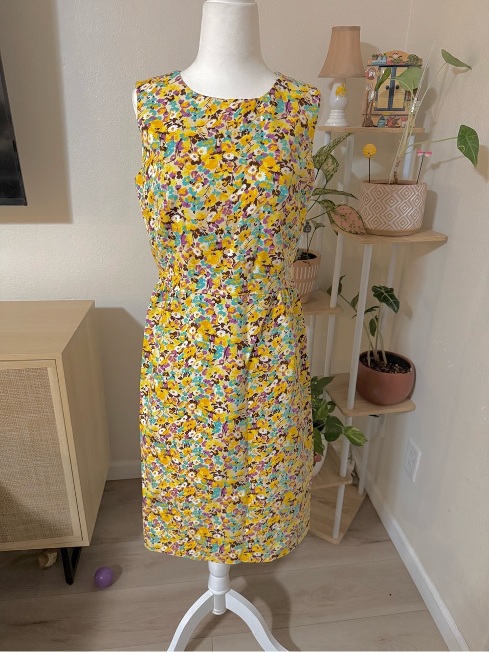 Boden 100% Cotton Floral Sheath Dress NWT Yellow Garden Party US 6L UK 10L